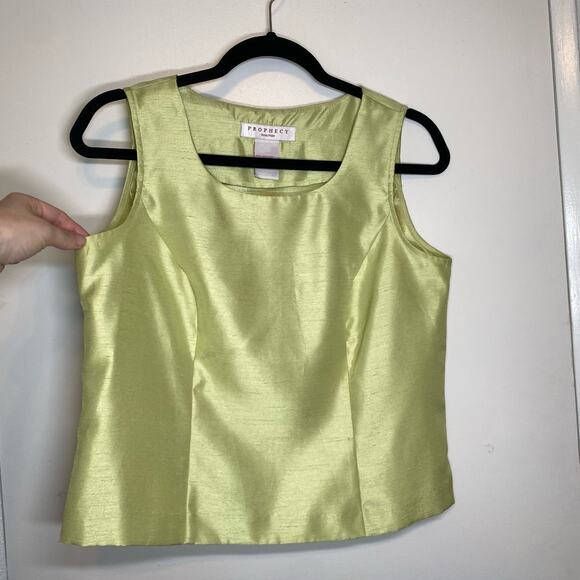 Prophecy by Sag Harbor Y2K Lime Green shiny cropped tank size 8 Petite - Picture 2 of 10